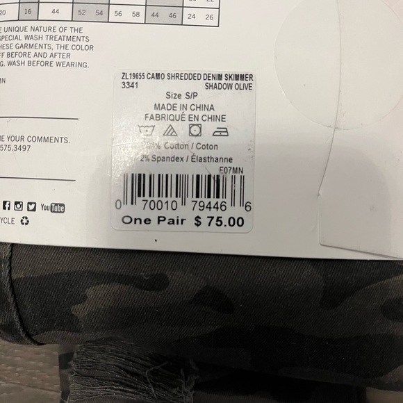 Zena B shredded denim leggings sz SM NWT ret $85 - Picture 2 of 6